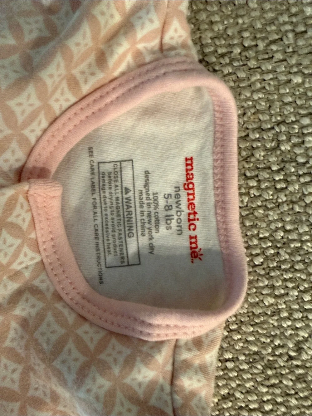 Magnetic Me Light Pink Diamond-Print Footed One-Piece NB